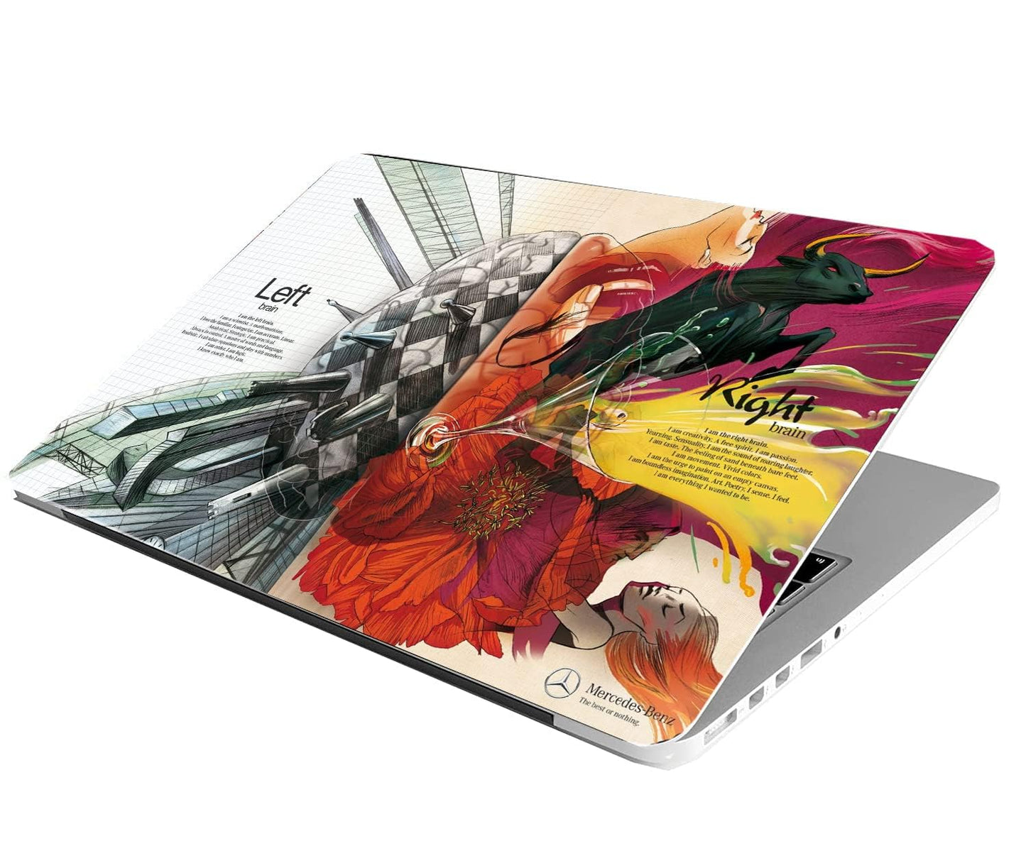 (Open Box) ANCIARY Full Laptop Skin Stickers Bubble-Free HD Quality Sticker for Laptops Upto 15.6" (Dustproof|Waterproof|Scratchproof|Reusable) - Brain Bull FL1