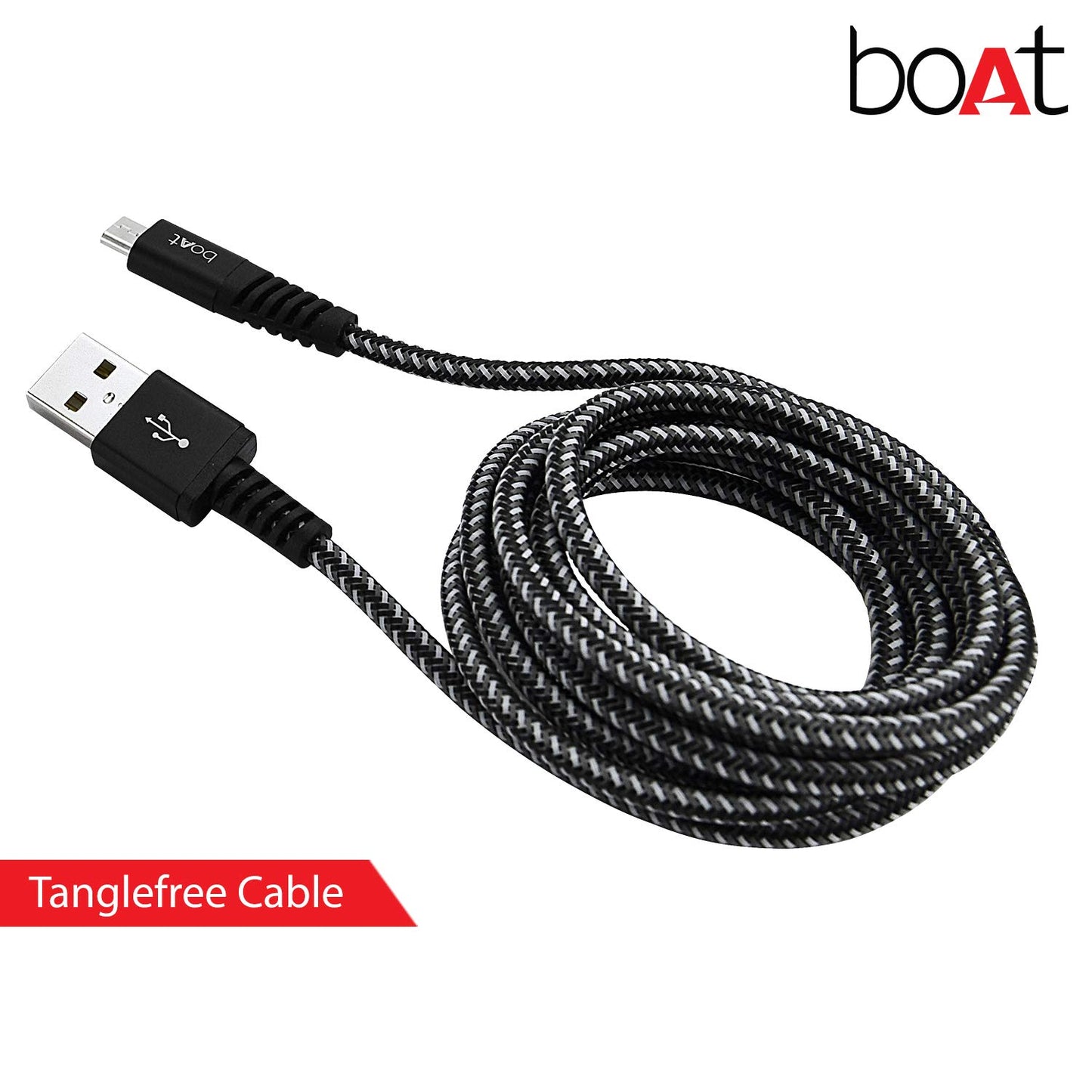 (Open Box)boAt Rugged V3 Extra Tough Unbreakable Braided Micro Usb Cable 1.5 Meter (Black)