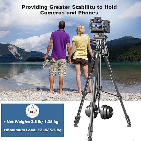 (Open Box) Adofys 70” Aluminium Camera Tripod with Travel Bag and Phone Holder |Operating Height: 70 inch | Maximum Load Capacity up to 5kg | Compatible with All Cameras, Cell Phones, Projector, Webcam