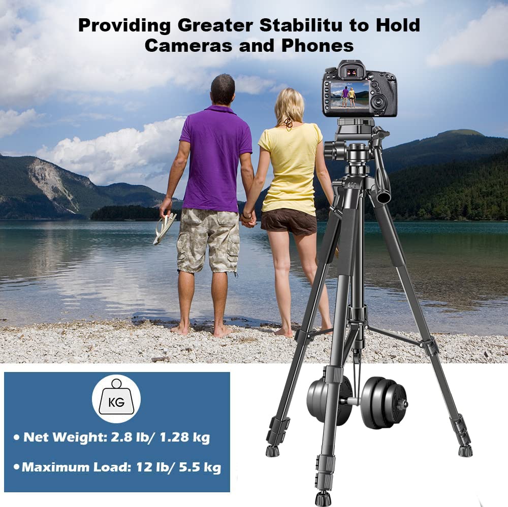 (Open Box) Adofys 70” Aluminium Camera Tripod with Travel Bag and Phone Holder |Operating Height: 70 inch | Maximum Load Capacity up to 5kg | Compatible with All Cameras, Cell Phones, Projector, Webcam