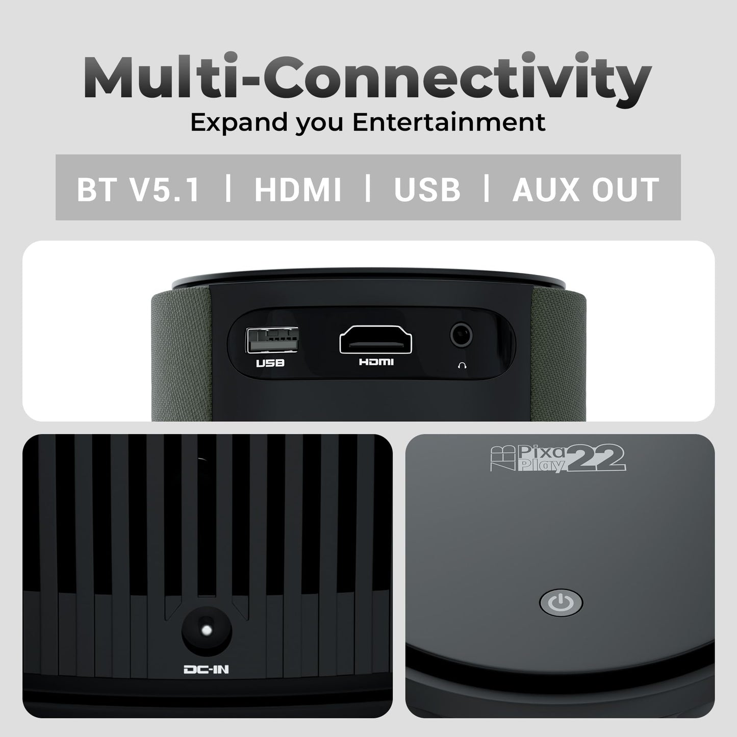 (Open Box) ZEBRONICS PIXAPLAY 22, Smart Projector, 3400 Lumens, 4K Support,160 Inch Screen Size, Supports Bluetooth, HDMI, USB, WiFi, 720p Native, Powerful Speaker, Electronic Focus, APP Support, Miracast