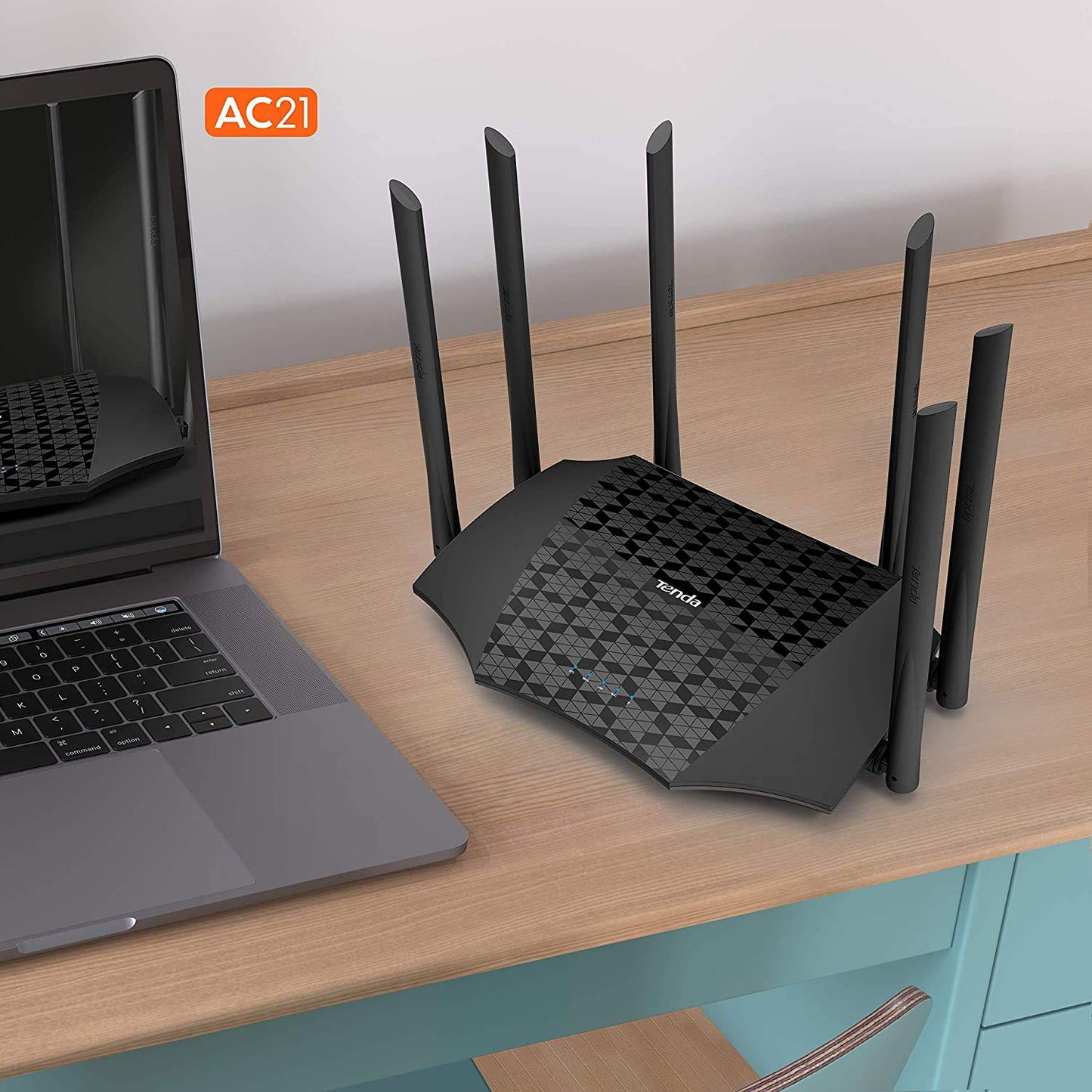 (Open Box) Tenda AC21 2100Mbps Dual Band Gigabit Wireless Router, MU-MIMO, Easy Setup, Supports Guest Network, Parental Control, Client Filter, IPv6 (Black, Not a Modem)