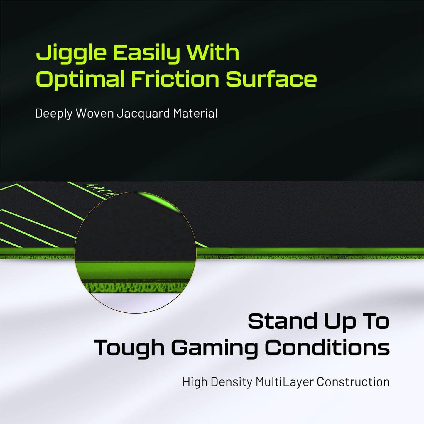 (Open Box) Archer Tech Lab Quiver 400 Gaming Mousepad, 16 RGB Strip Design, Touch Control, High Speed+Low Friction Jacquard Cloth Surface, Fruit Grain Anti Skid Base, Water-Resistant, Extra Ports, Portable