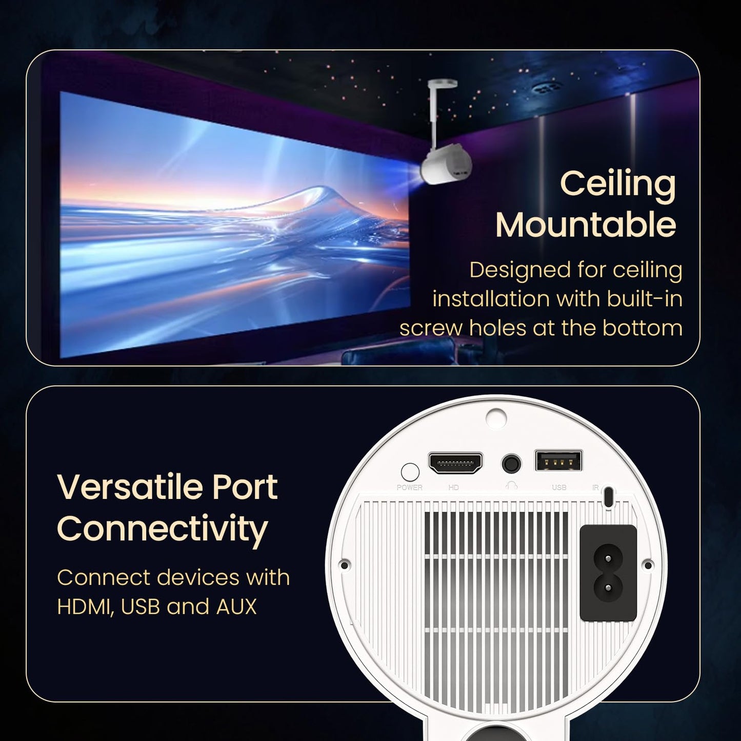 (Open Box) Portronics Beem 440 Smart LED Projector with 720p HD Resolution, Rotatable Design, Built-in Streaming Apps (Netflix, Prime Video, Hotstar), 2000 Lumens, Screen Mirroring, 3 Watts Speaker (White)