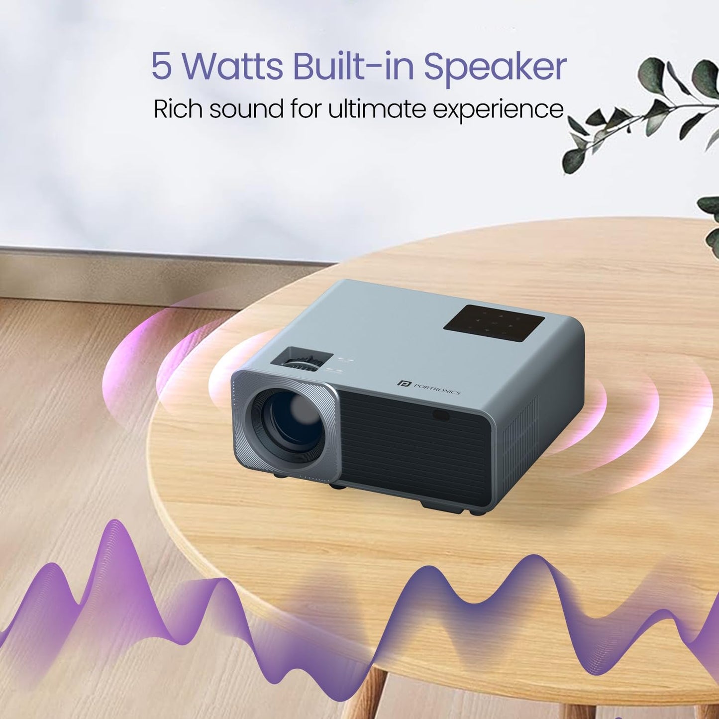 (Open Box) Portronics Beem 440 Smart LED Projector with 720p HD Resolution, Rotatable Design, Built-in Streaming Apps (Netflix, Prime Video, Hotstar), 2000 Lumens, Screen Mirroring, 3 Watts Speaker (White)