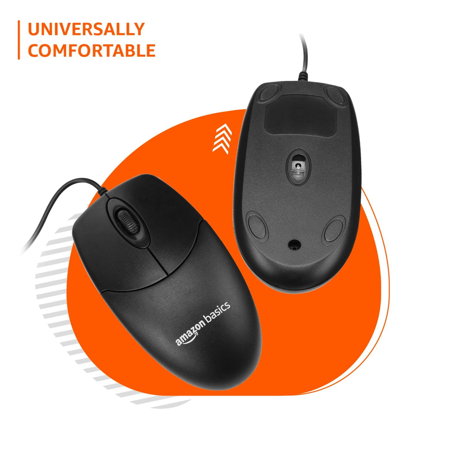 (Open Box) Amazon Basics Wired Mouse | 1000 DPI Optical Sensor | Plug and Play | Compatible with PC, Laptop (Black)