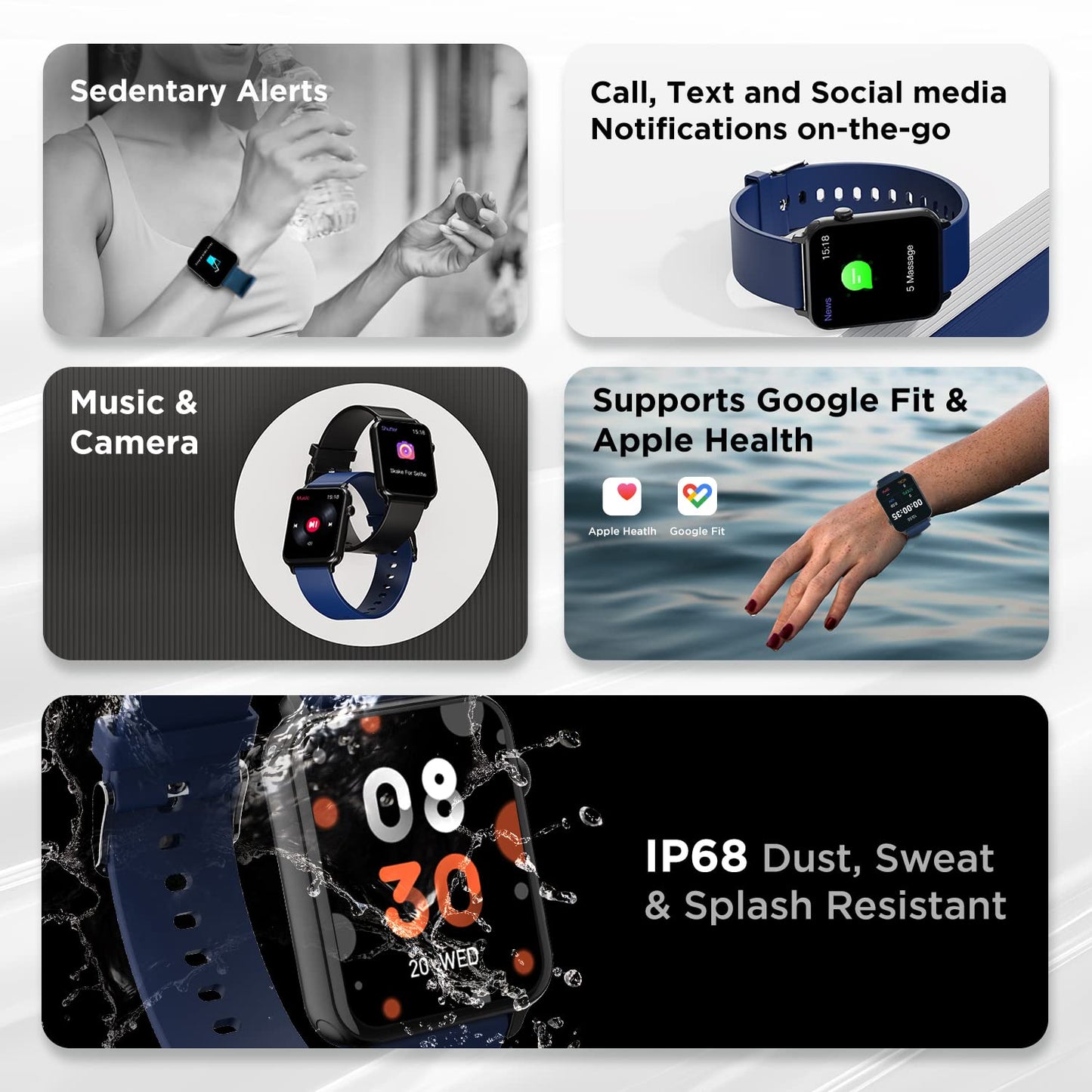 (Without Box) boAt Wave Lite Smart Watch w/ 1.69" (4.2 cm) HD Display, Heart Rate & SpO2 Level Monitor, Multiple Watch Faces, Activity Tracker, Multiple Sports Modes & IP68 (Deep Blue)