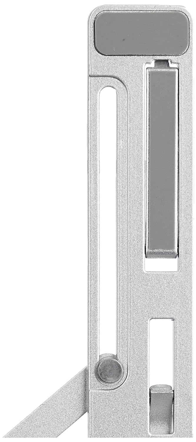 (Open Box) amazon basics Laptop Stand, Height-Adjustable, Foldable, Portable, Ventilated, Fits Up to 15.6-Inch Laptops (Aluminium Alloy, Silver) Tabletop