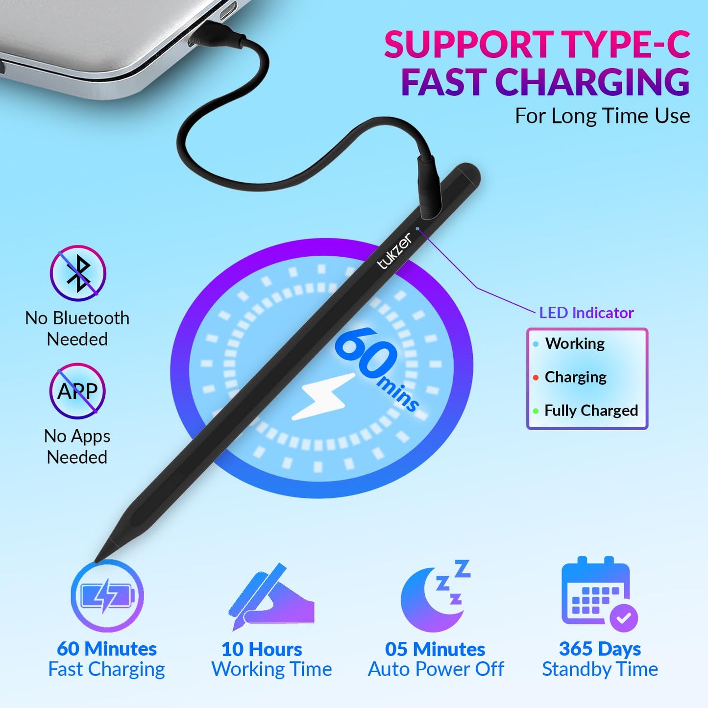 (Open Box)Tukzer 5-Replacement Tip Compatible with Tukzer Stylus Pen for iPad Palm Rejection, 2nd Gen Compatible for (2018-2021) iPad 6/7/8/9 Gen; iPad Pro(11/12.9") iPad Mini (5,2021) iPad Air 3rd Gen(TZ-TIP1)