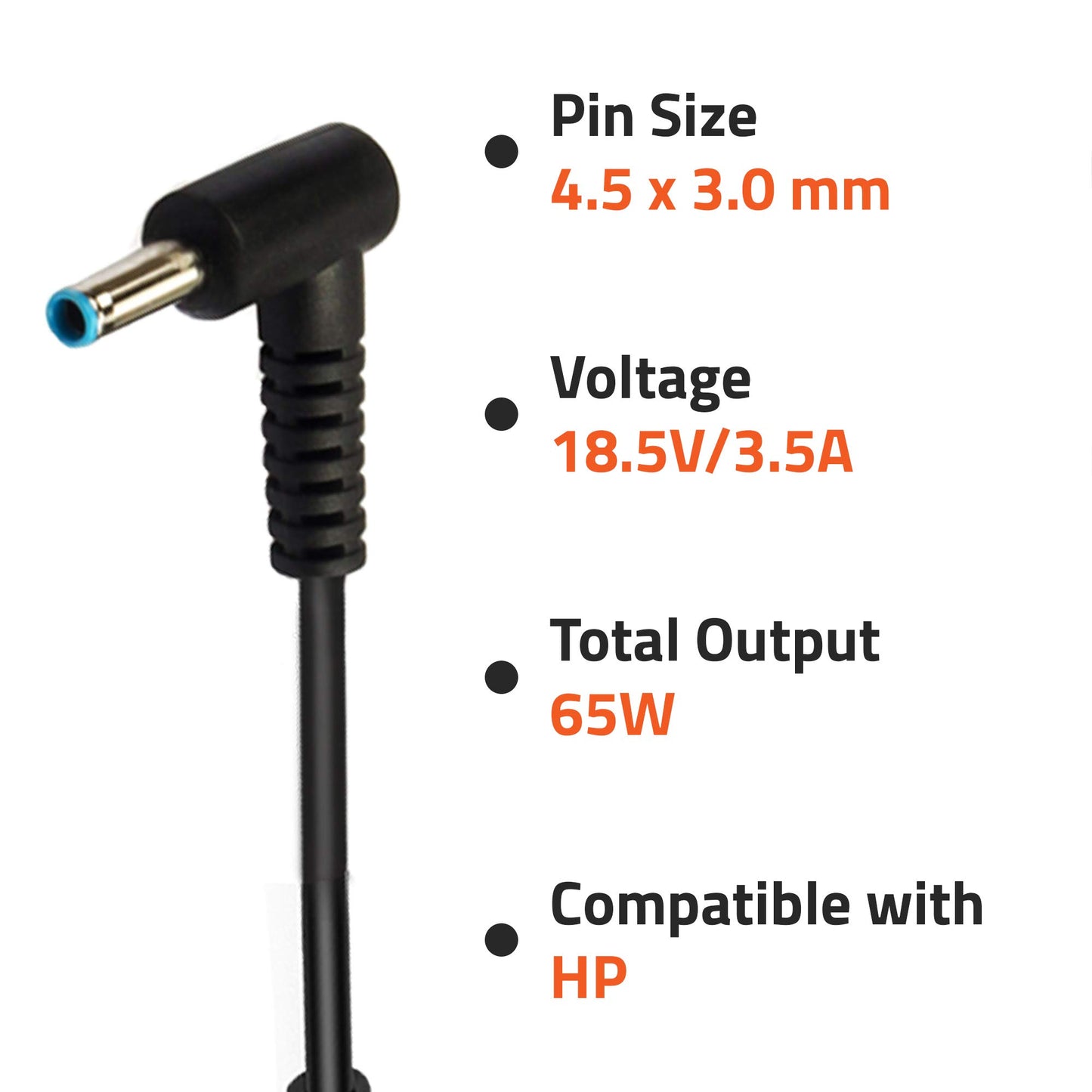 (Open Box) Artis AR0502 65Watt Laptop Charger/Adapter with Power Cord Compatible with HP Laptops (18.5V/3.5A, 65Watt) (Pin Size: 4.5mm x 3.0mm) (BIS Certified)