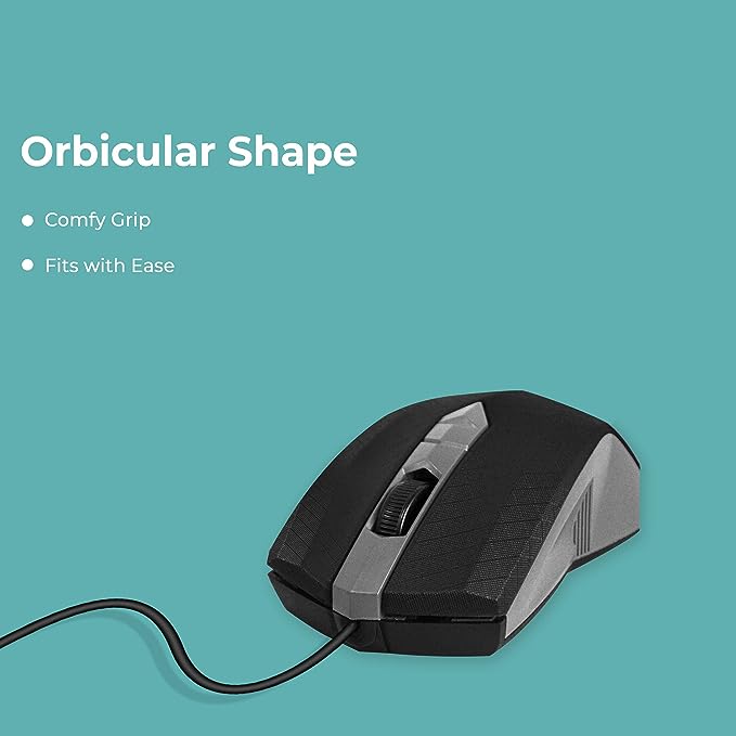 (Open Box) Foxin  Wired Plug & Play USB Mouse, High Resolution 6400 Dpi Optical Sensor, Clickable Scroll Wheel, Quick Response Ergonomic Mouse for Comfortable All-Day Grip for Pc/Laptop