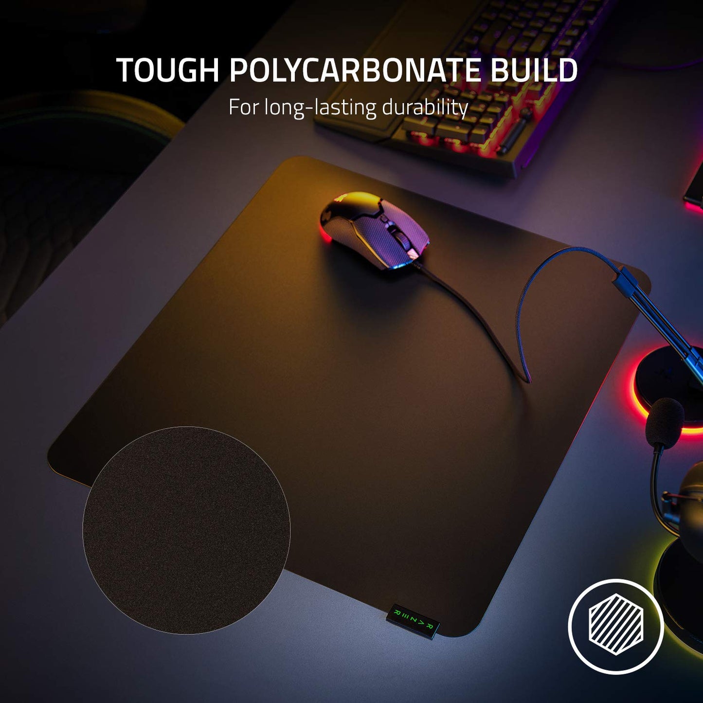 (OPEN BOX)Razer Strider - L Multilayer Synthetic Leather, Foam Padding, Head Cushion, Height Adjustable, Black/Green (RZ02-03810200-R3M1)
