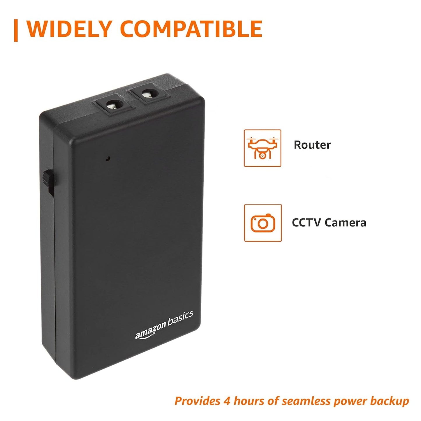 (Open Box) Amazon Basics 12V 2A UPS for Router, Intercom, CCTV, Set-top Box with Upto 4 Hours Power Backup
