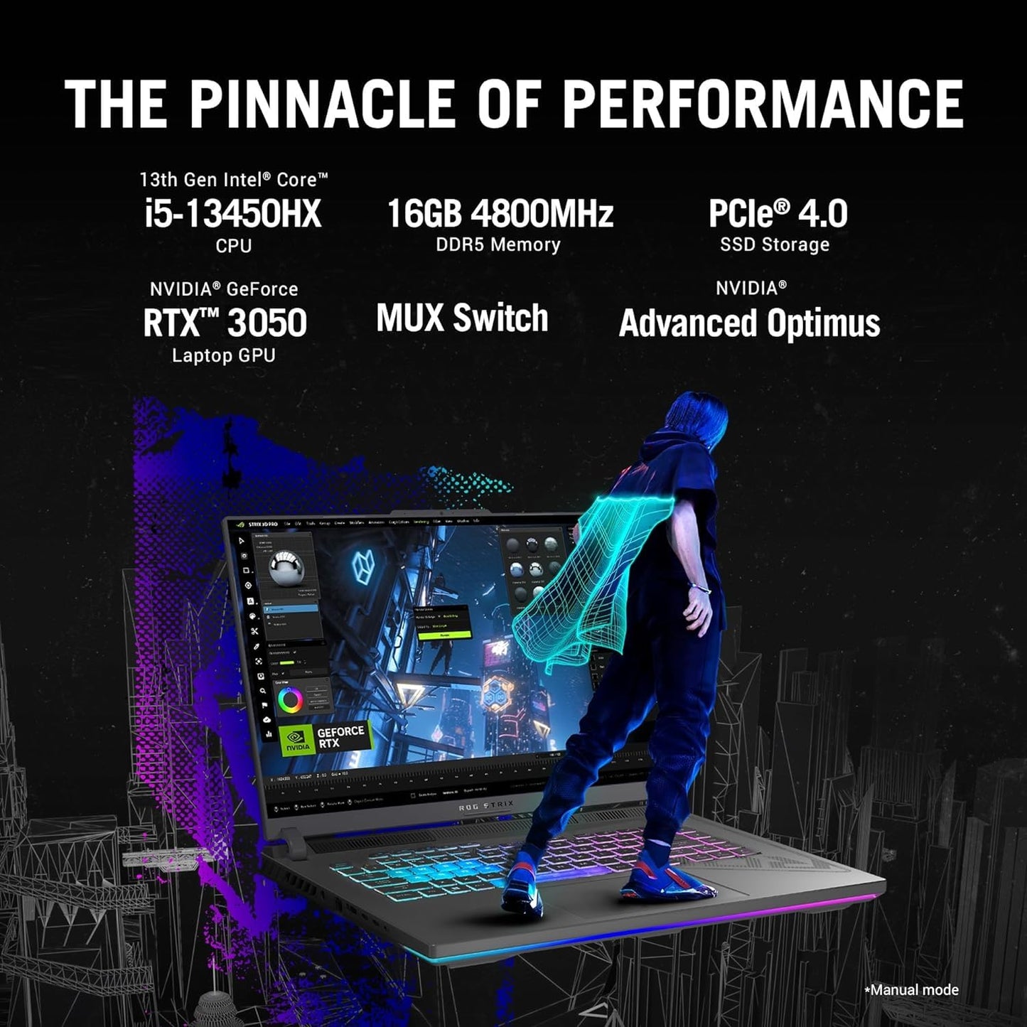 (Brand Refurbished)ASUS ROG Strix G16 (2023) 64WHrs Battery, Intel Core i5-13450HX 13th Gen, 16" FHD+ 165Hz, 6GB RTX 3050, Gaming Laptop (16GB/1TB SSD/Windows 11/Office 2021/4-Zone RGB KB/Gray/2.50 Kg) G614JJ-N3088WS