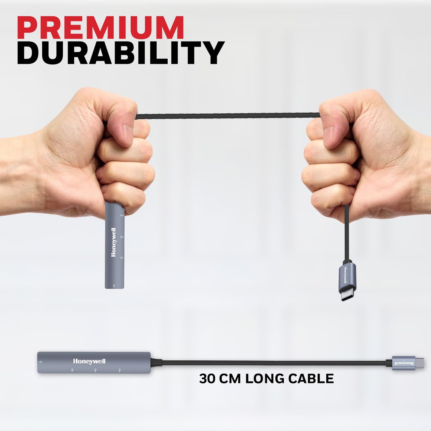 (Open Box) Honeywell Newly Launched 4in1 Ultra Slim Multiport Type C Hub to 1xUSB 3.0 & 3xUSB 2.0 Ports,30cms(1 feet) Cable,DataTransfer Speed Upto 5GBPS,Universally Compatible with All USB,PC,Speaker,Laptop