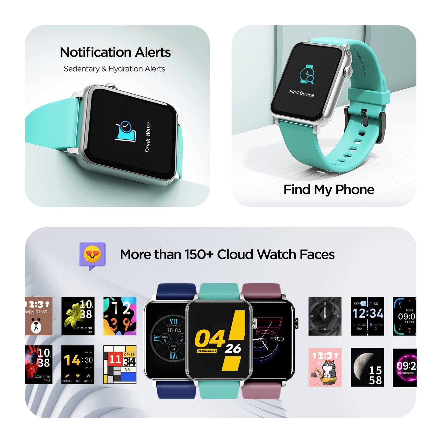 (Without Box)boAt Wave Call Smart Watch, Smart Talk w/Advanced Dedicated Bluetooth Calling Chip, 1.69 HD Display w/ 550 NITS & 70% Color Gamut, 150+ Watch Faces, Multi-Sport Modes,HR,SpO2(Caribbean Green)