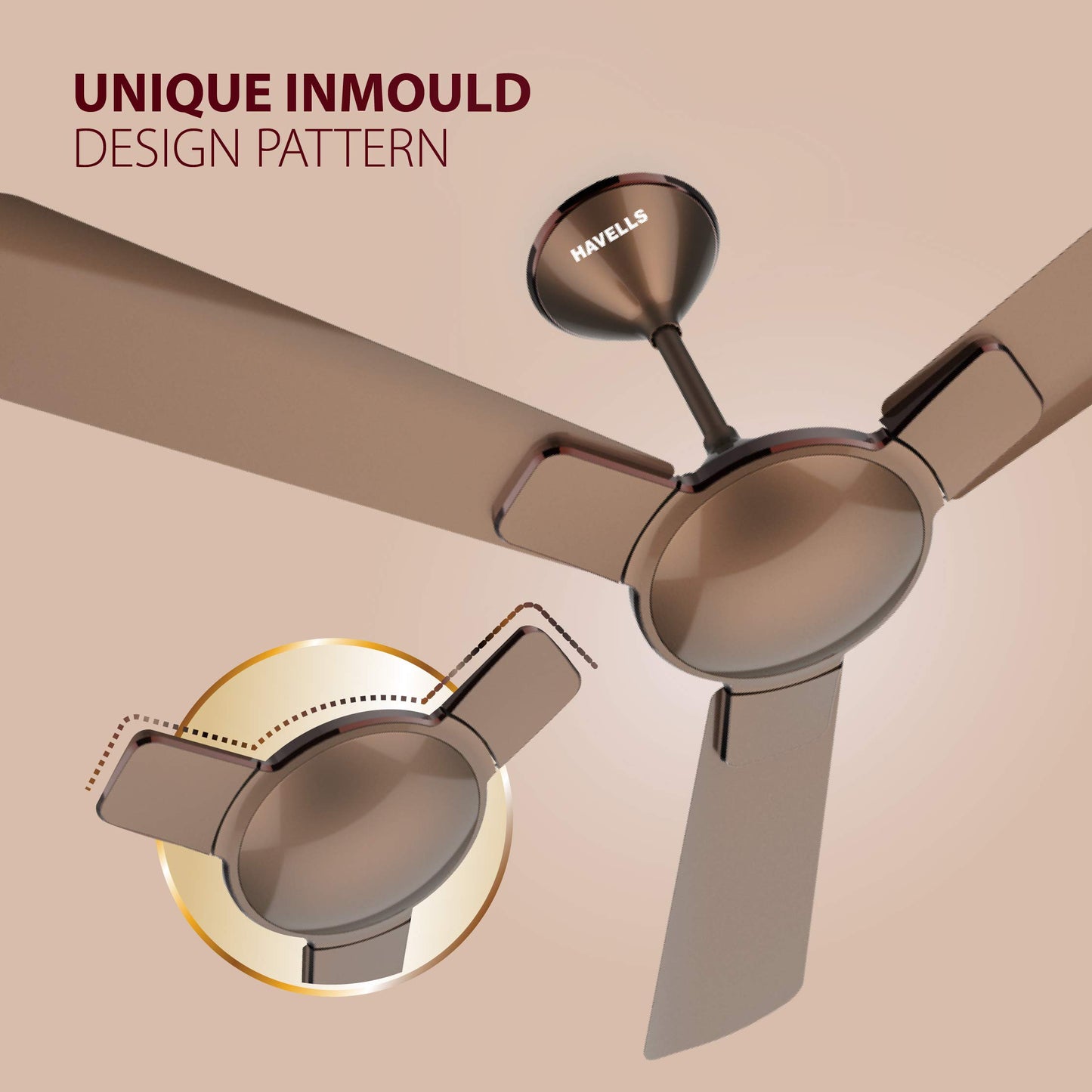 Havells 1200 mm FAN ENTICER ES BEIGE COPPER, 2 Star