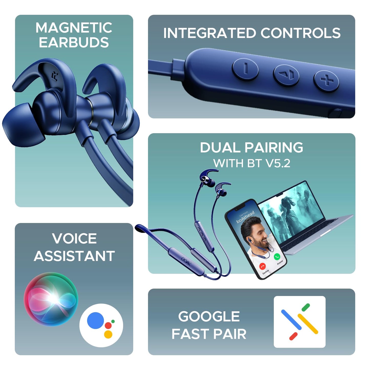 (Open Box)boAt Rockerz 255 Touch Neckband with Full Touch Controls,Spatial Audio,Up to 30H Playtime,ASAP Charge,Beast Mode,Enx Technology(Deep Blue),in-Ear,Bluetooth