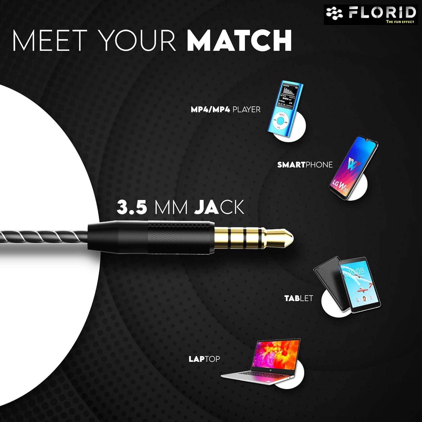 (Open Box) Florid Bass Machine 007 in-Ear Metal Wired Earphones with Mic and in-Line Control |Super Extra Bass & HD Sound |1.2 Meters Length & Gold Plated 3.5mm Universal Jack (Black)