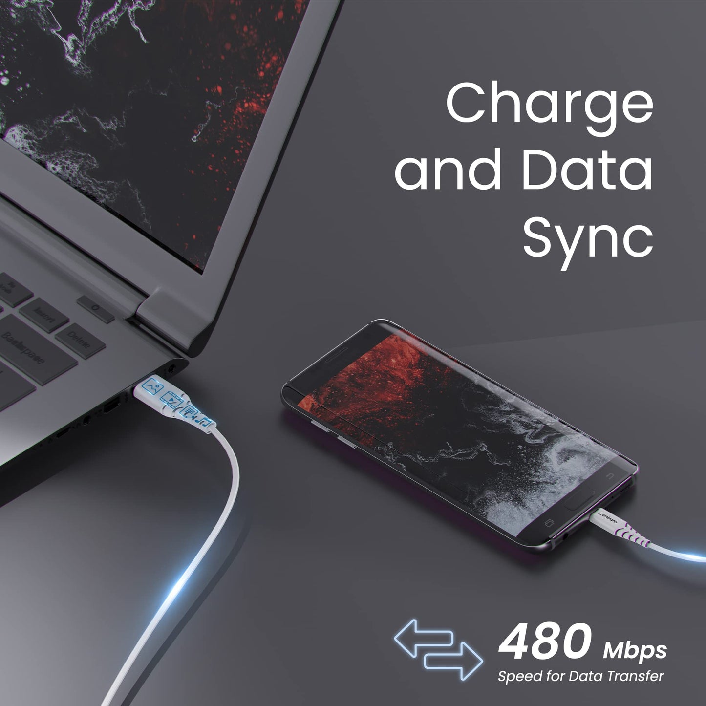 (Open Box) Ambrane 2.4A Fast Charging Output Cable with Micro to USB for Mobile, Neckband, True Wireless Earphone Charging, 480mbps Data Sync Speed, 1m Length (ACM - AZ1, Black)