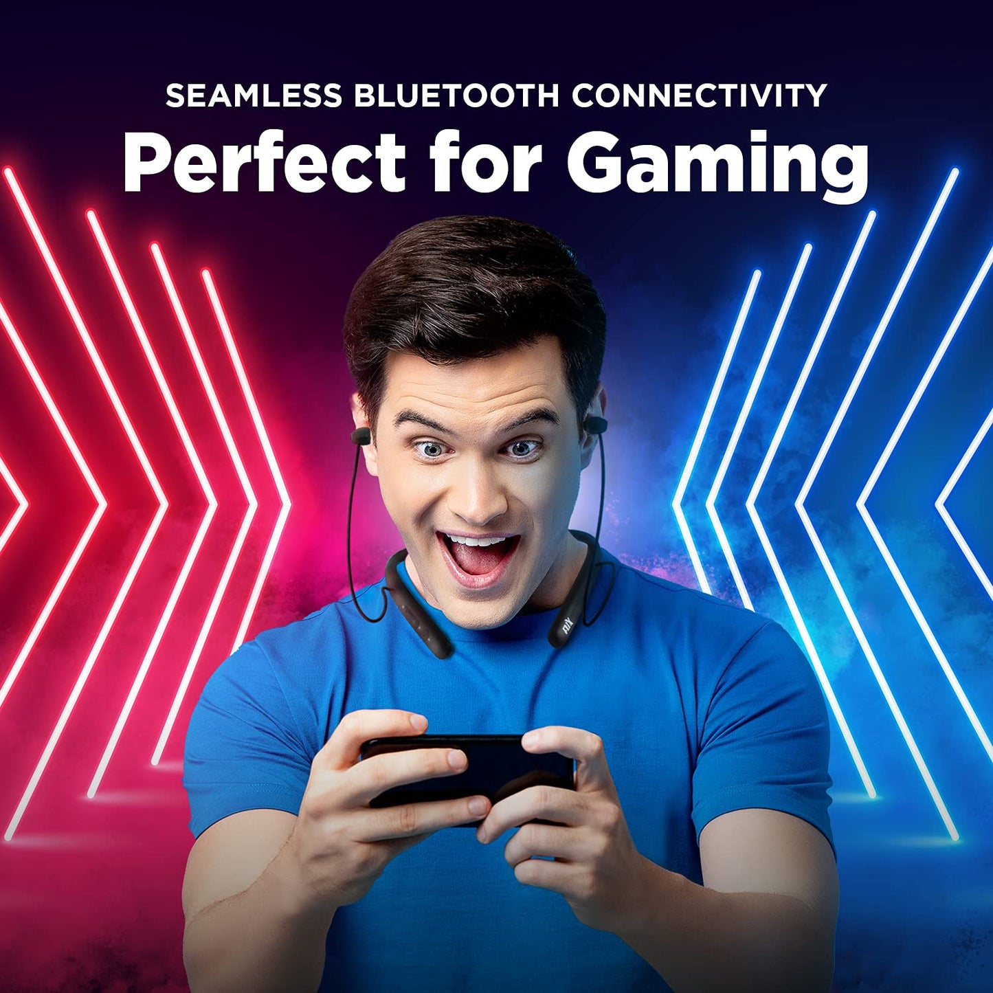 (Open Box) FLiX (Beetel Blaze 200 Wireless Bluetooth in Ear Collar Neckband Earphones with mic and Vibration Alert,Extra Thumping Super Bass,Upto 200H Stand by, Premium Metal Magnetic Tips (Black)(XNB-N105)