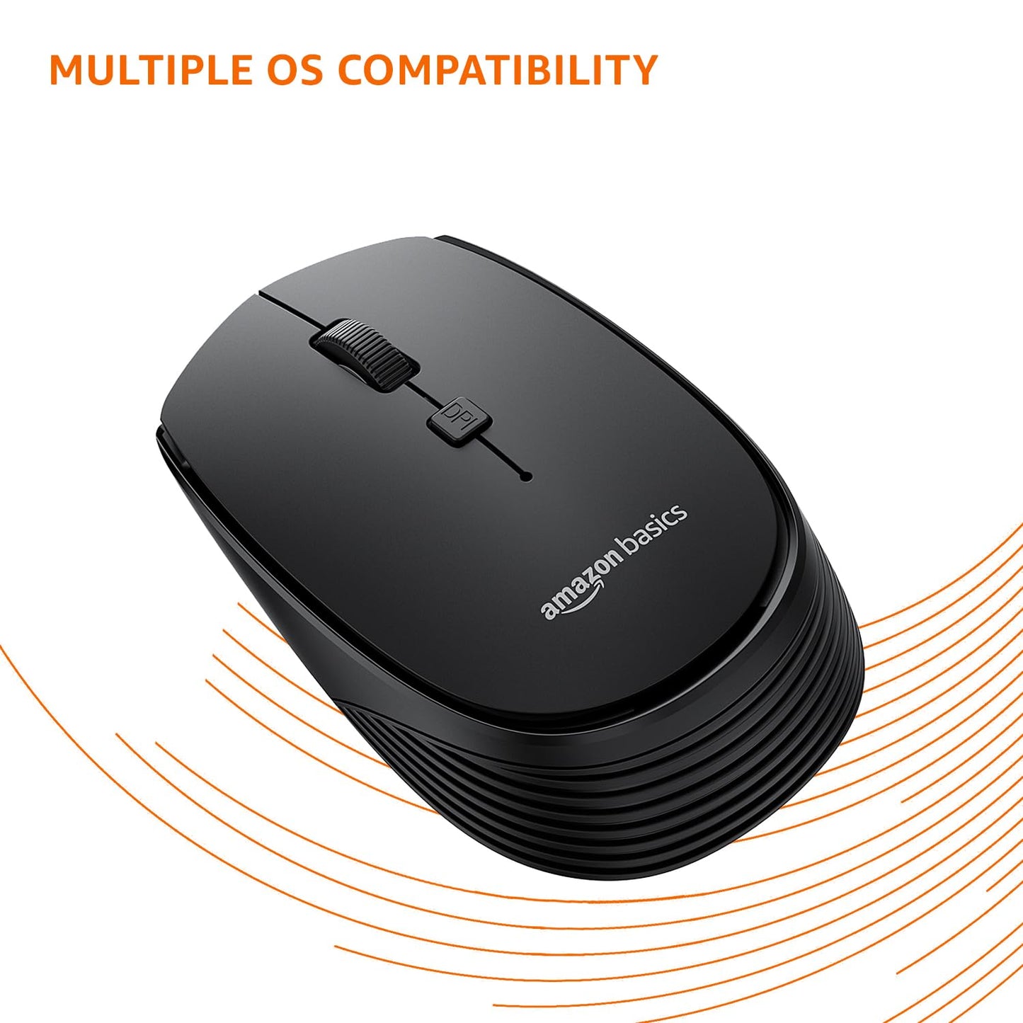(Open Box) Amazon Basics Wireless Optical Mouse with 2.4Ghz, USB Nano Dongle, Optical Orientation, Click Wheel, Adjustable Dpi