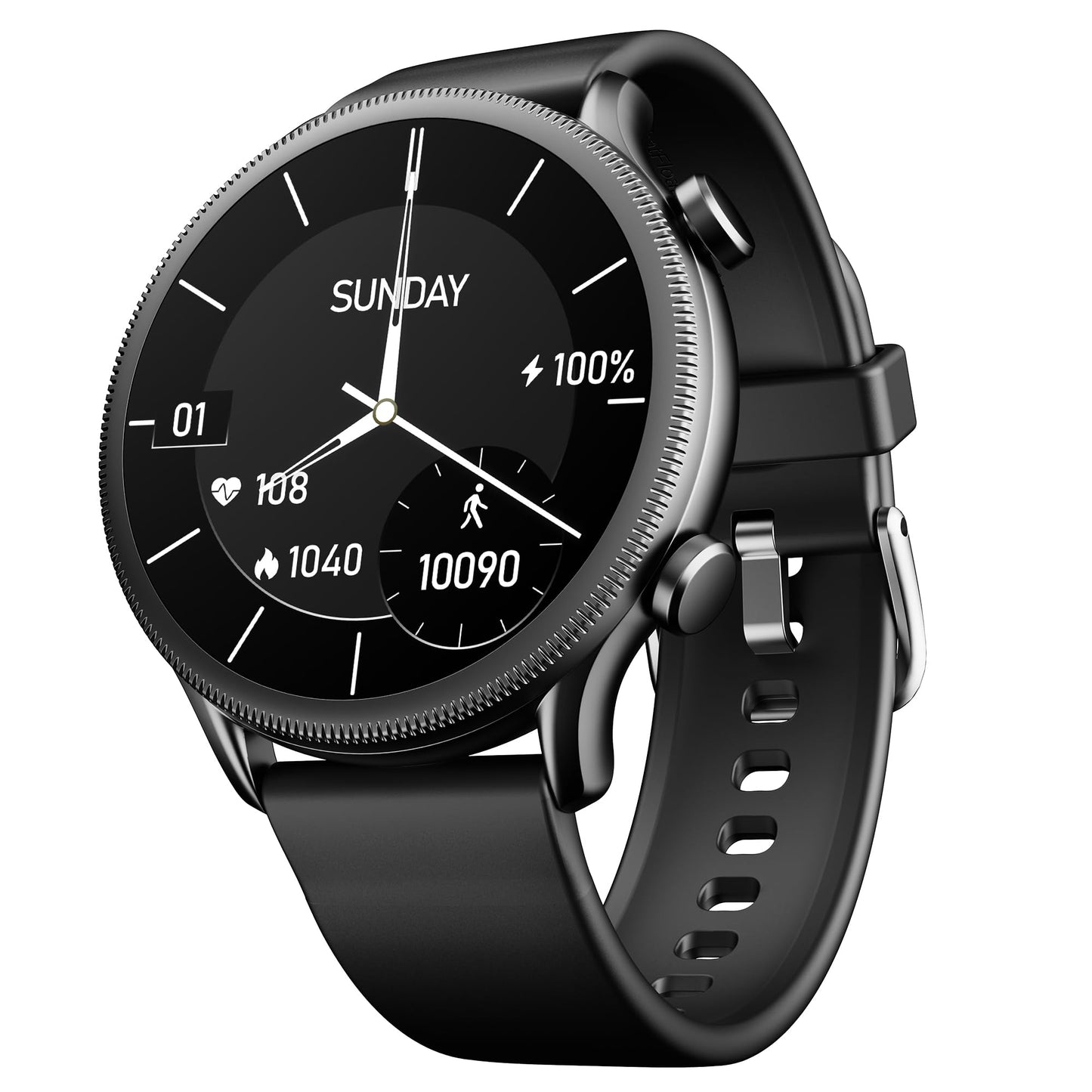 (Without box)boAt Lunar Orb w/ 1.45" (3.6 cm) AMOLED Display, BT Calling, DIY Watch Face Studio, Coins, Crest App Health Ecosystem, Live Cricket & Football Scores, IP67, Smart Watch for Men & Women(Active Black)