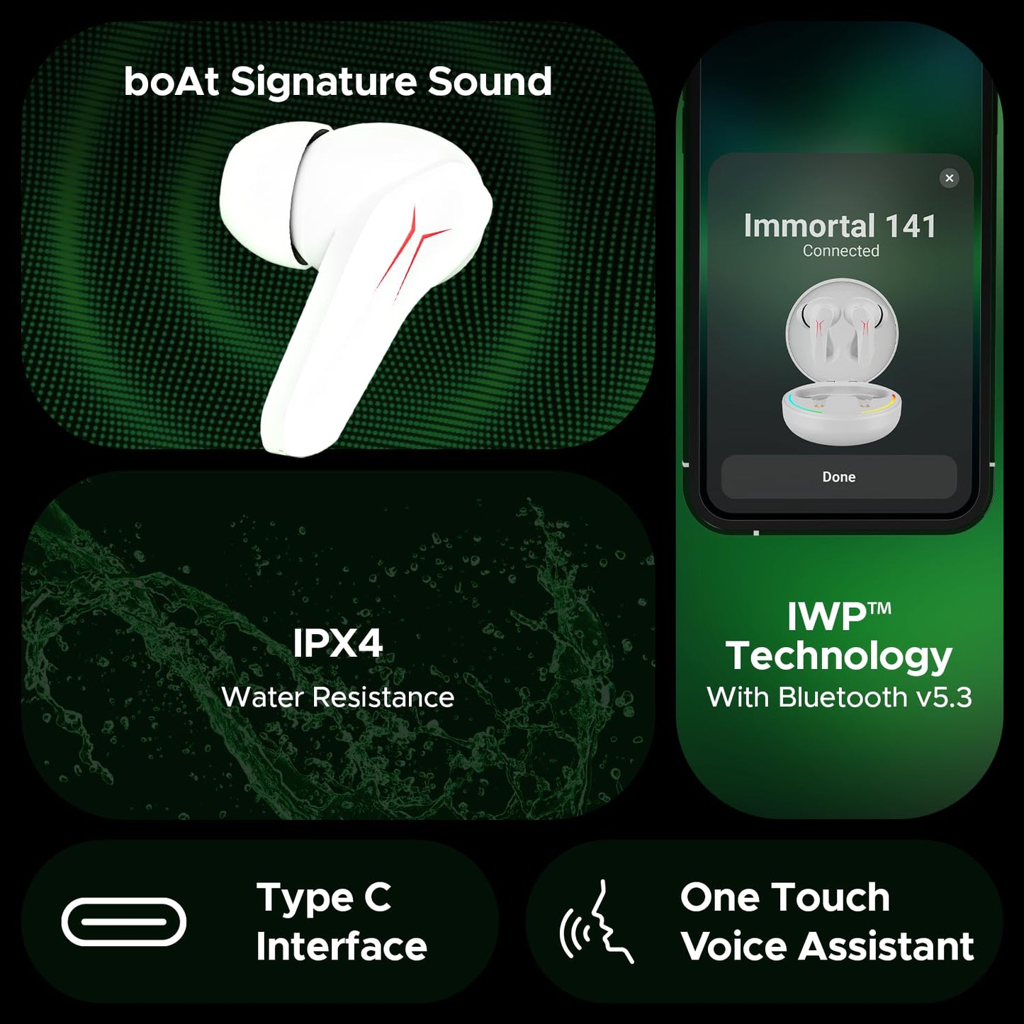 (Open box)boAt Immortal 141 TWS Gaming in Ear Earbuds with Enx?? Tech, Up to 40 Hours Playtime, Beast?? Mode, Ipx4 Resistance, Iwp?? Tech, RBG Lights, & USB Type-C Port(Black Sabre)