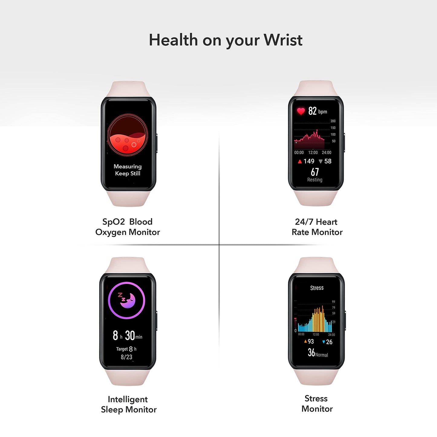 (Open Box) HONOR Band 6 Smartwatch with AMOLED 1.47'' Display,14 Days Battery, SpO2, 24/7 Heart Rate, Stress & Sleep Monitor, Personalized Watch Faces, Workout Auto-Detection, 5ATM Waterproof, Meteorite Black