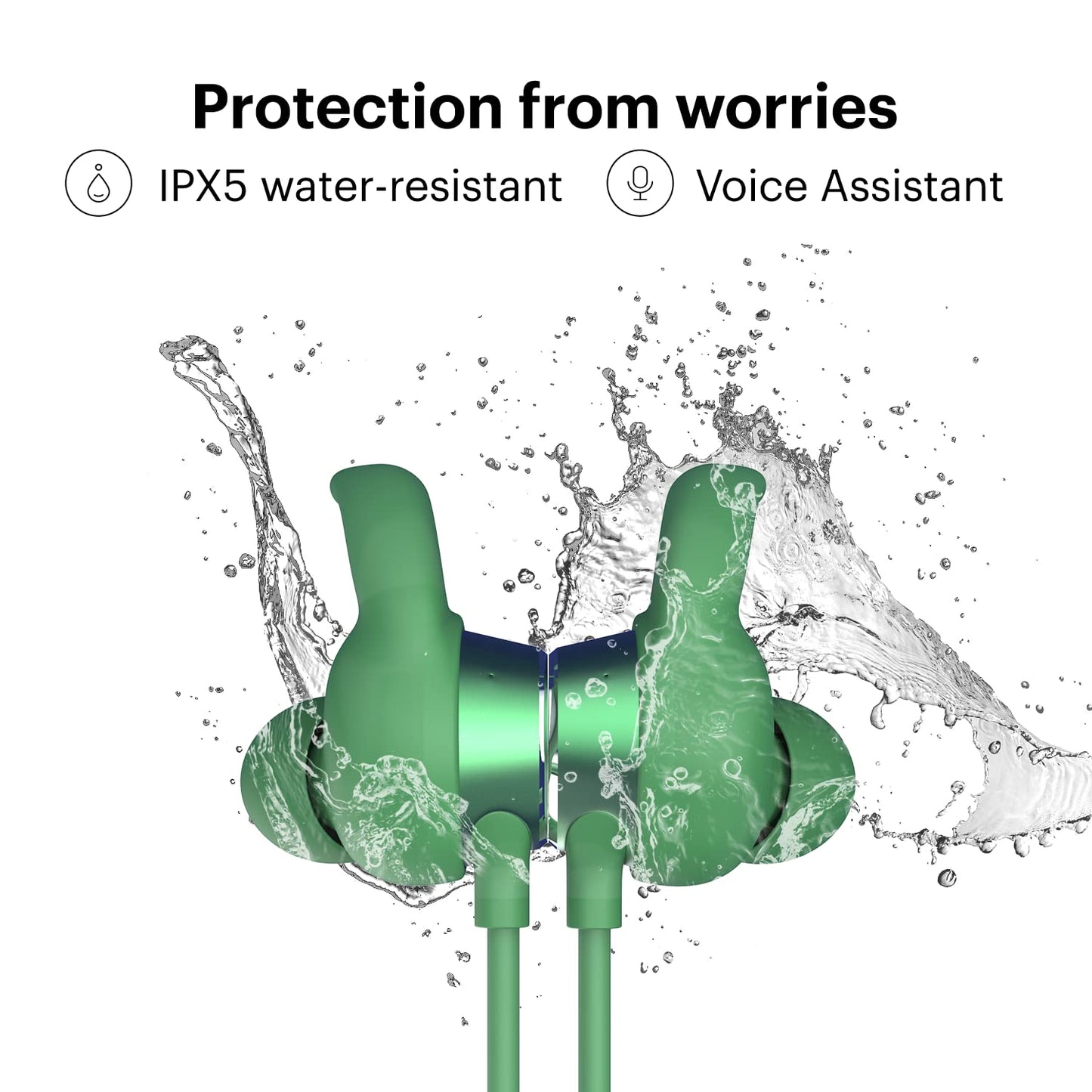 (Open Box) Noise Sense Bluetooth Wireless in Ear Earphones,Neckband Earphones with Fast Charging, Up to 25H Playback, Powerful Bass, with mic for Clear Calls, Type C Port, IPX5, Voice Assistant