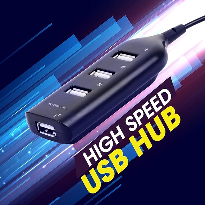 (Open Box) Zebronics ZEB-90HB USB Hub, 4 Ports, Pocket Sized, Plug & Play, for Laptop & Computers