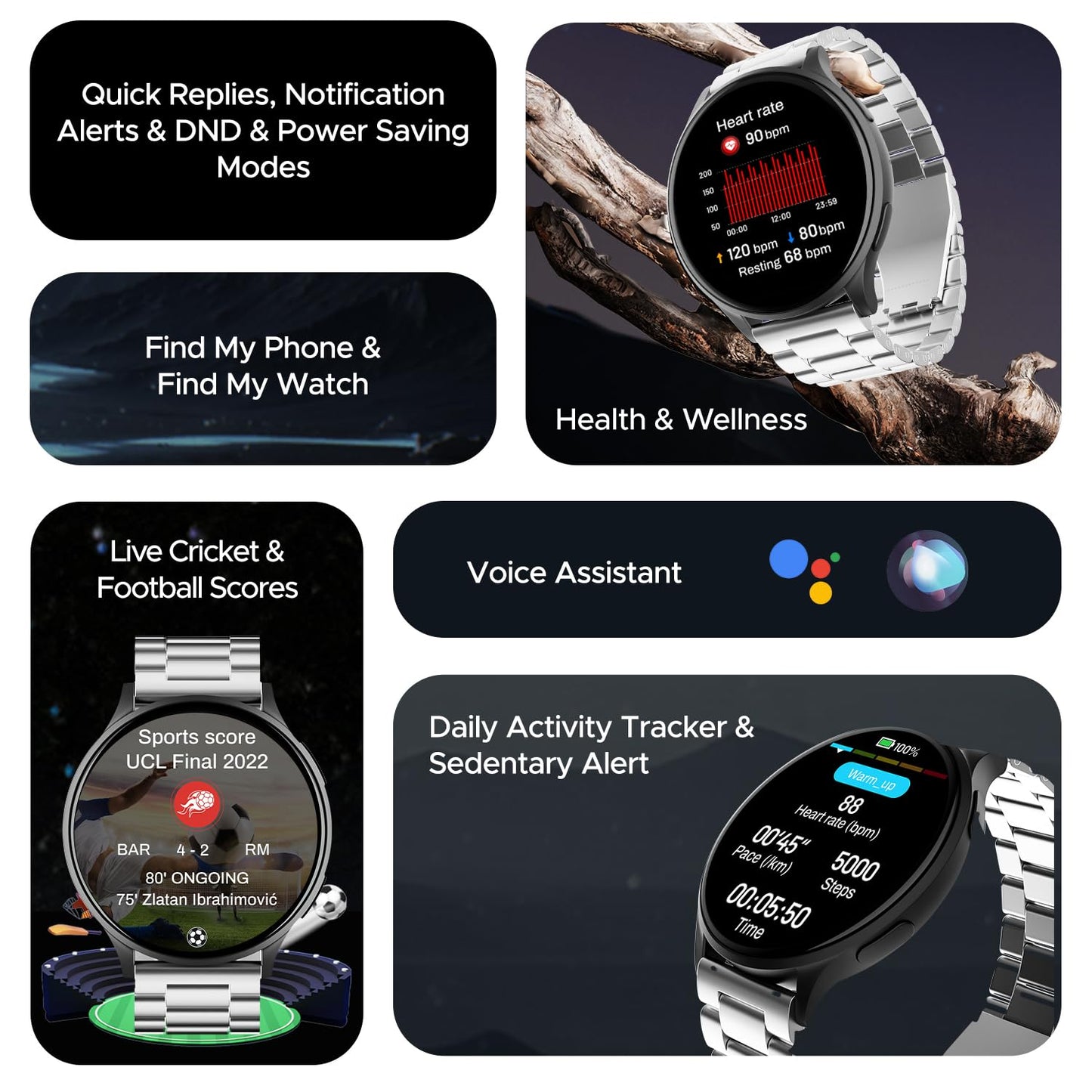 (Without box)boAt Lunar Orb w/ 1.45" (3.6 cm) AMOLED Display, BT Calling, DIY Watch Face Studio, Coins, Crest App Health Ecosystem, Live Cricket & Football Scores, IP67, Smart Watch for Men & Women(Active Black)