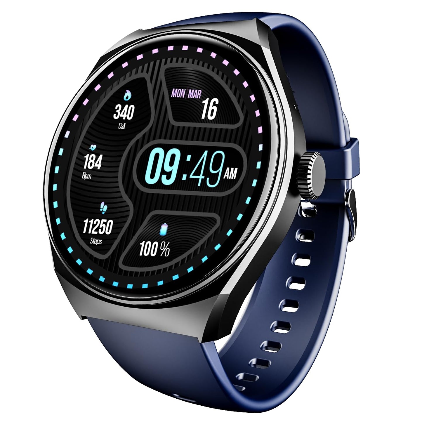 (Without box)boAt Lunar Seek w/ 1.39" (3.5 cm) HD Display, Advanced Bluetooth Calling, Functional Crown, Multiple Sports Mode,100 Watch Faces, IP67 Dust, Sweat & Splash Resistance, HR & SpO2 Monitoring(Metal Grey)