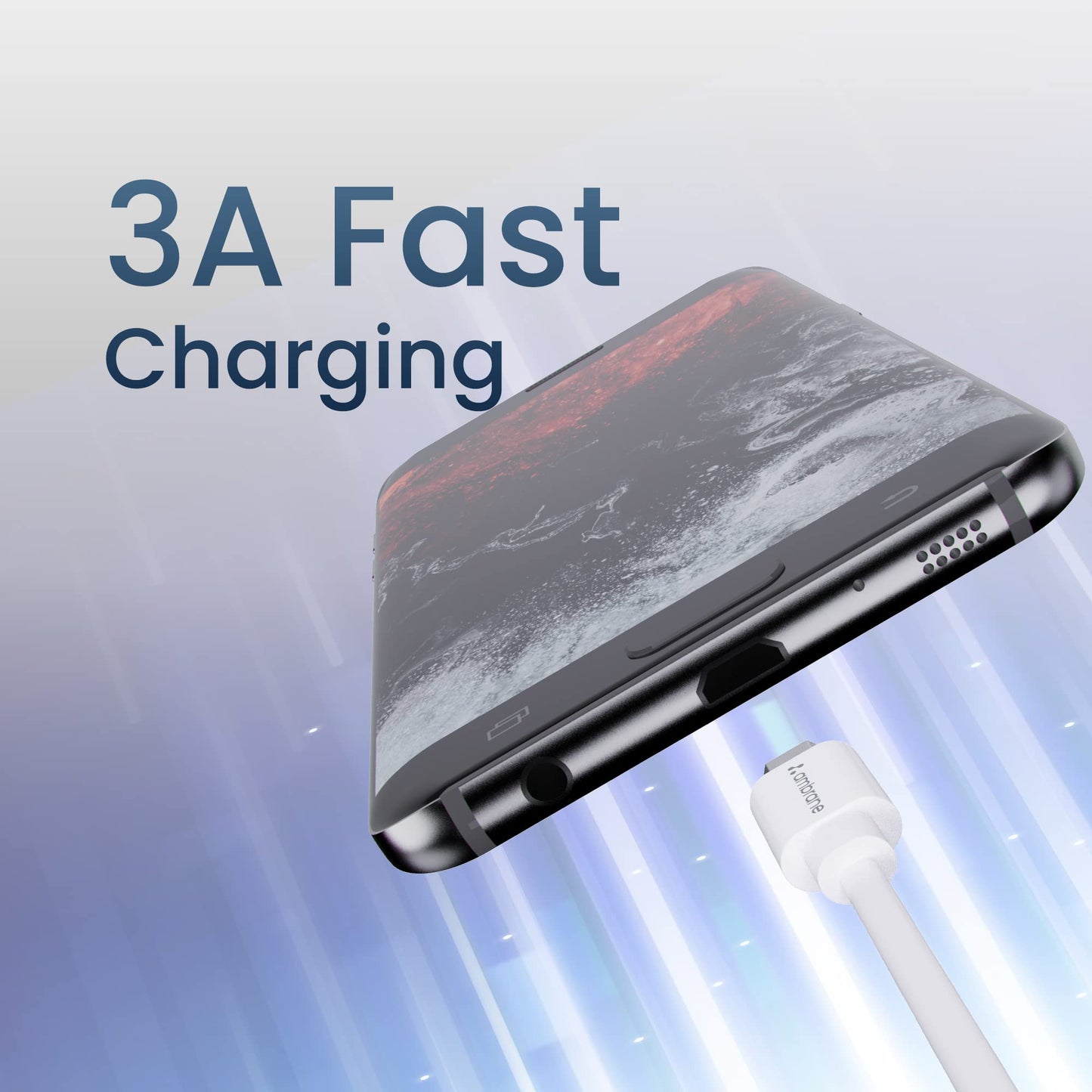 (Open Box) Ambrane 2.4A Fast Charging Output Cable with Micro to USB for Mobile, Neckband, True Wireless Earphone Charging, 480mbps Data Sync Speed, 1m Length (ACM - AZ1, Black)