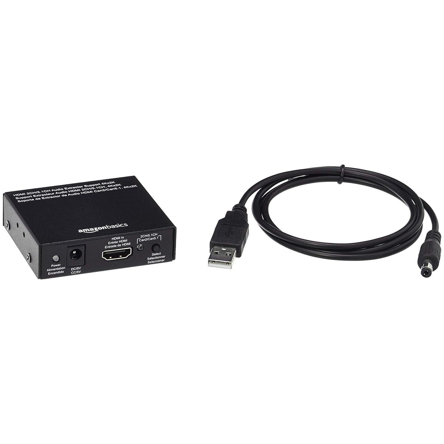 (Open Box) AmazonBasics 4K HDMI to HDMI and Audio (RCA Stereo or Spdif) Extractor Converter (Supports Apple TV,