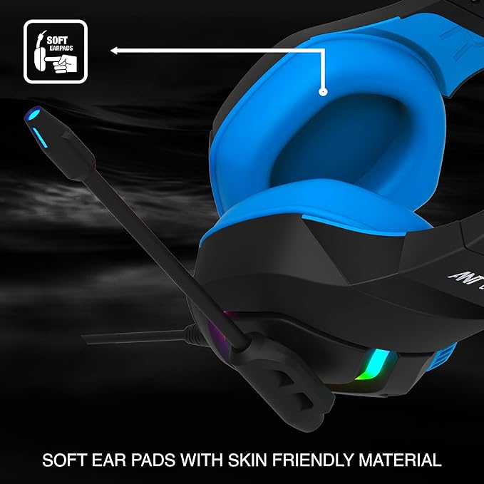 (Open Box) Ant Esports H530 Multi-Platform Pro RGB Gaming Headsetfor PC / PS4 / PS5 / Xbox One / Switch1 with mic, Black Blue