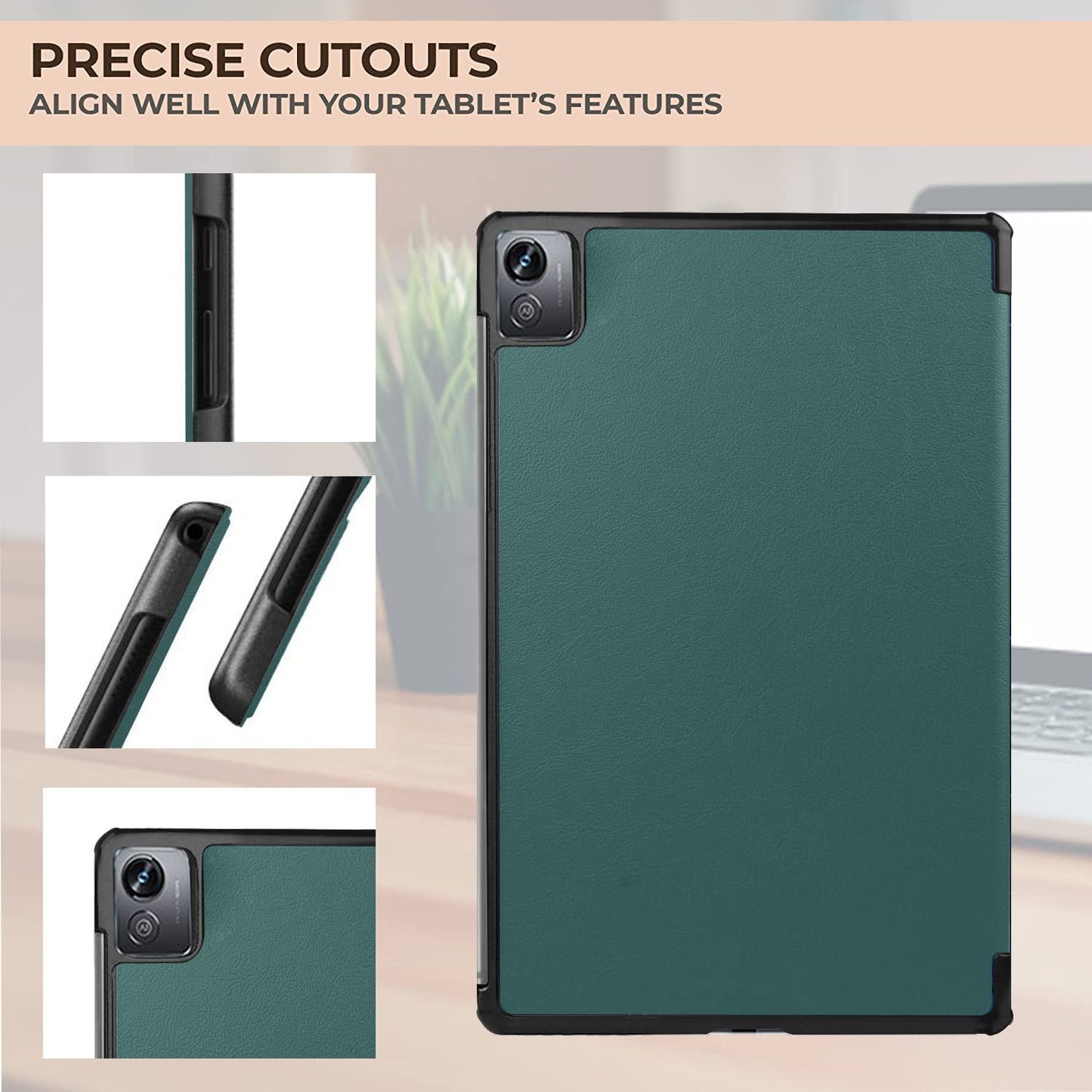 (OPEN BOX)Robustrion Trifold Flip Stand Case Cover for Realme Pad X 11 inch Tablet Cover - Black