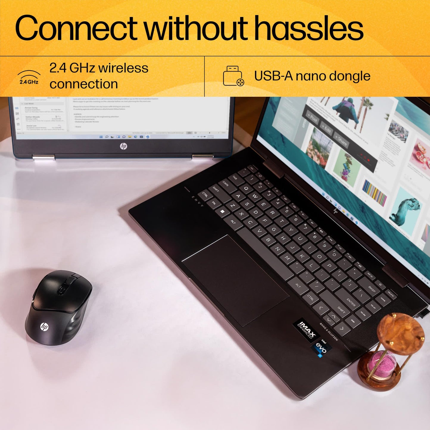(OPEN BOX) HP M120 Wireless Mouse, USB-A Nano Dongle, 2.4 Ghz Wireless Connection, 6 Buttons, Up to 1600 Dpi, Optical Sensor, Ergonomic Design, 12-Month Battery Life, 3-Year Warranty, 60G±5%, Black, 7J4G4Aa