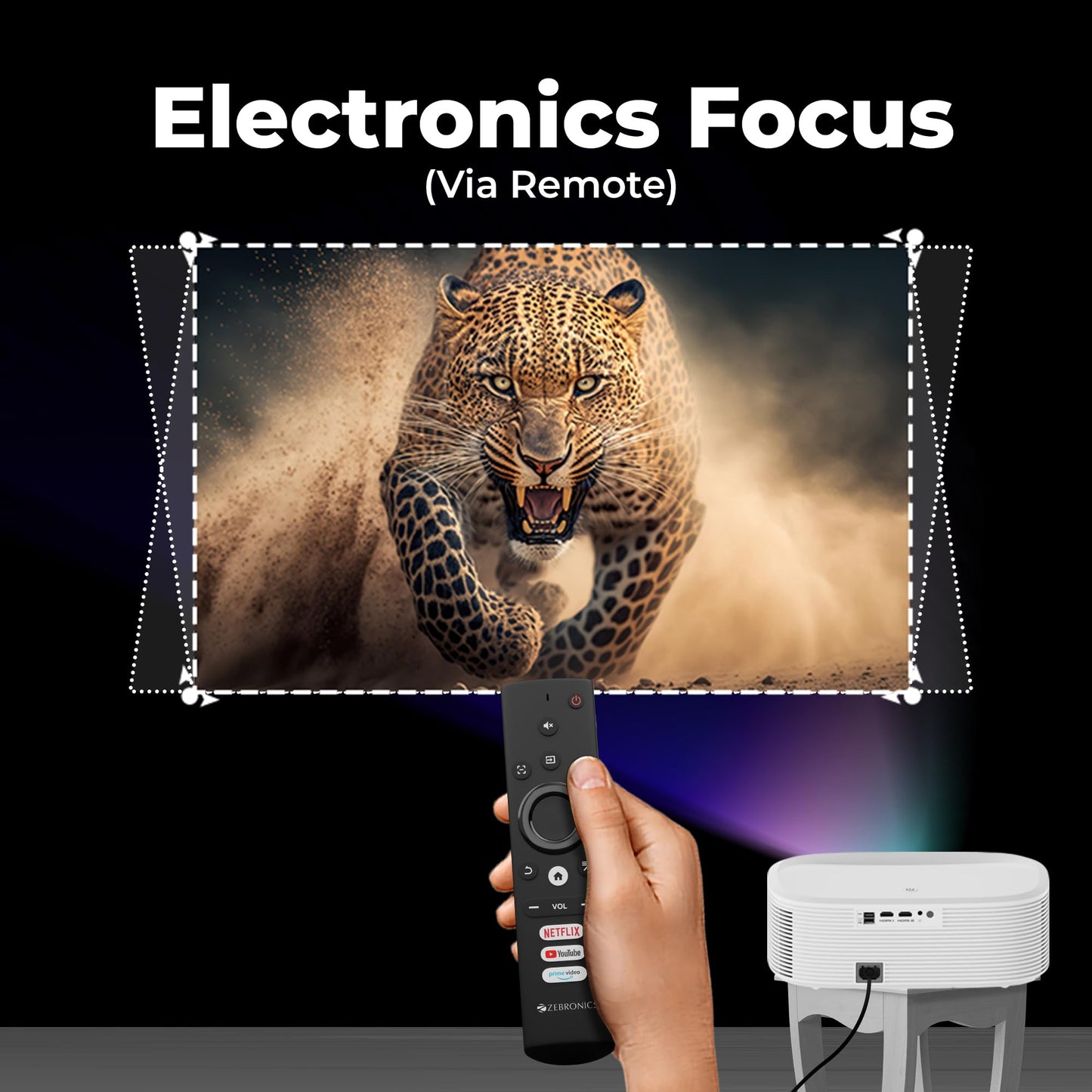 (Open Box) ZEBRONICS PIXAPLAY 15 Smart LED Projector with Dolby Audio, 5500 lumens, 4K Support, 180 Inch Screen Size, Supports Miracast, Bluetooth, USB, HDMI, WiFi, APP Support, 1080p Native
