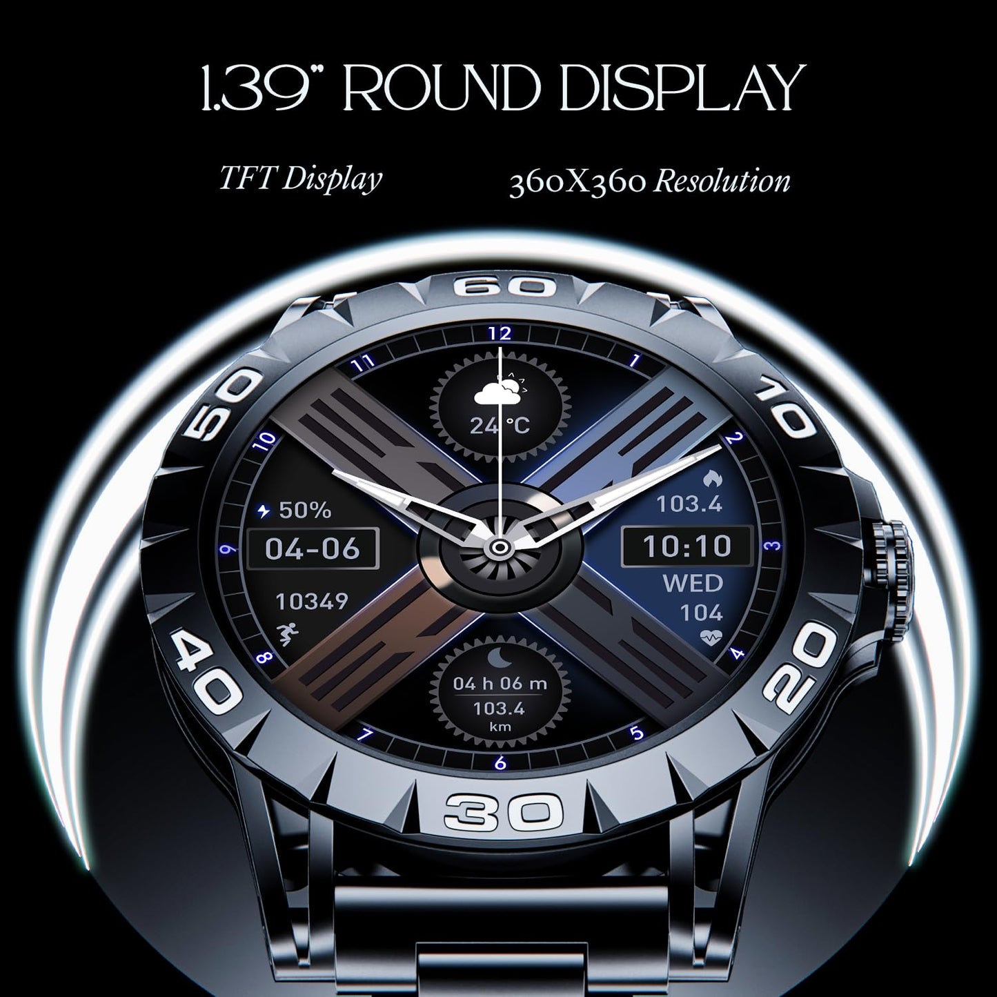 (Open Box) boAt Enigma Z30 w/ 1.39" (3.5 cm) HD Display, Bluetooth Calling,Luxurious Metal Body, HR&SpO2Monitoring, Functional Crown, Widget Control, 100+ Cloud Watch Faces, IP67(Classic Silver)