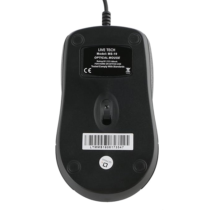 (Open Box) Live Tech MS-19 USB Wired Black Color Optical Mouse