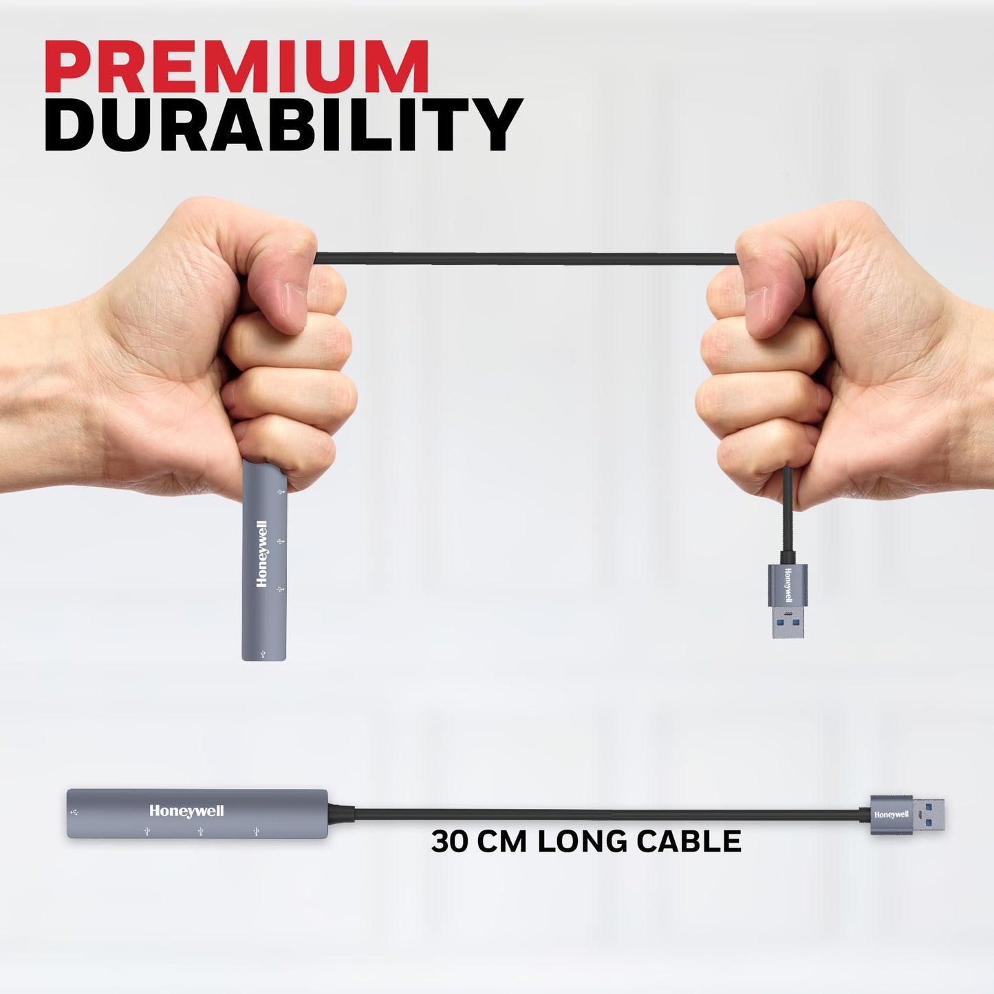 (Open Box) Honeywell Newly Launched 4in1 Ultra Slim Multiport Type C Hub to 1xUSB 3.0 & 3xUSB 2.0 Ports,30cms(1 feet) Cable,DataTransfer Speed Upto 5GBPS,Universally Compatible with All USB,PC,Speaker,Laptop