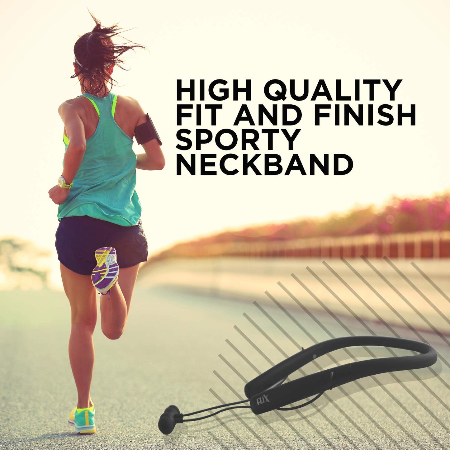 (Open Box) FLiX (Beetel Blaze 200 Wireless Bluetooth in Ear Collar Neckband Earphones with mic and Vibration Alert,Extra Thumping Super Bass,Upto 200H Stand by, Premium Metal Magnetic Tips (Black)(XNB-N105)