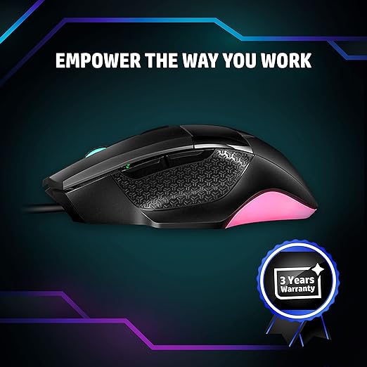 (Open Box) HP G200 Backlit USB Wired Gaming Mouse with Ergonomic Design, All Customizable Buttons, Adjustable 4000 DPI, RGB Breathing LED Lighting, Anti-Slip Scroll Wheel / 3 Years Warranty (7QV30AA)