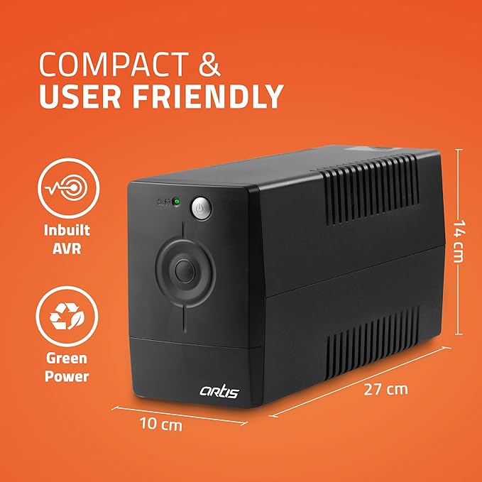 (Open Box) Artis PS-600VA 600VA Line Interactive UPS for Personal Computers , Desktop PCs, Laptops, Routers, Networking Devices and Gaming Consoles