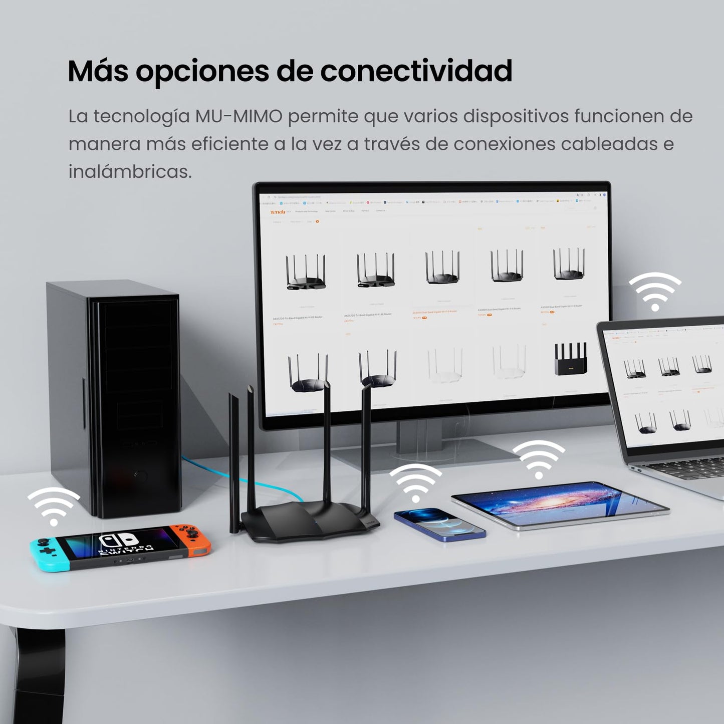 (Open Box) Tenda AC21 2100Mbps Dual Band Gigabit Wireless Router, MU-MIMO, Easy Setup, Supports Guest Network, Parental Control, Client Filter, IPv6 (Black, Not a Modem)