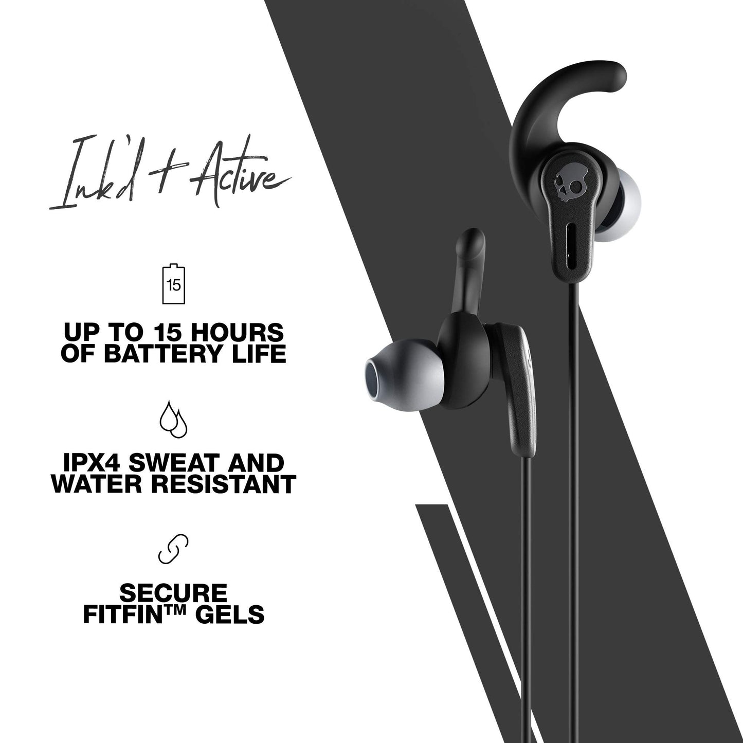 (Open Box) Skullcandy Inkd Plus Active Wireless in-Earphone with Mic (Moab/Red/Black)
