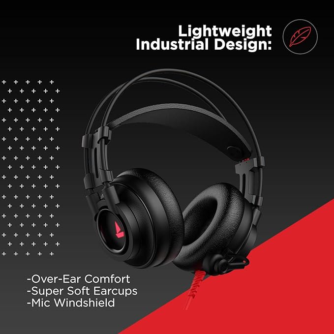 (Without Box) boAt Immortal IM-200 7.1 Wired Over Ear Headphones Channel USB Gaming Headphone with RGB Breathing LEDs & 50mm Drivers with mic