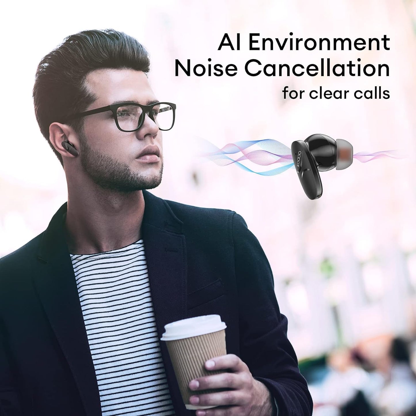 (OPEN BOX)IKODOO Buds Z Truly Wireless in-Ear Earbuds with Mic, AI-ENC, Upto 28 Hrs Playtime, 10mm Bass Drivers, Bluetooth 5.3, Quick Pair, IPX4, Type-C, Fast Charging-(10 Min = 90 Min) White