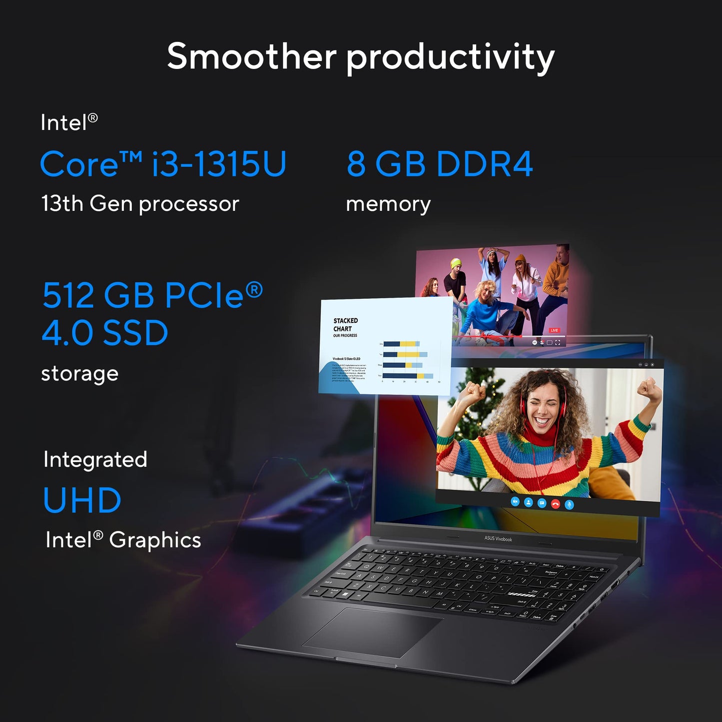 (Brand Refurbished)ASUS Vivobook 15X (2023), Intel Core i3-1315U 13th Gen, 15.6" (39.62 cms) FHD, Thin and Light Laptop (8GB/512GB SSD/Windows 11/Office 2021/Backlit KB/Silver/1.6 kg), K3504VAB-NJ322WS